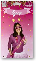 Sjerp Sweet 16 - 16 jaar - Sjerp - Sweet sixteen - Verjaardag - Feestartikelen - Feesten - Sjerp - Roze met gouden letters .