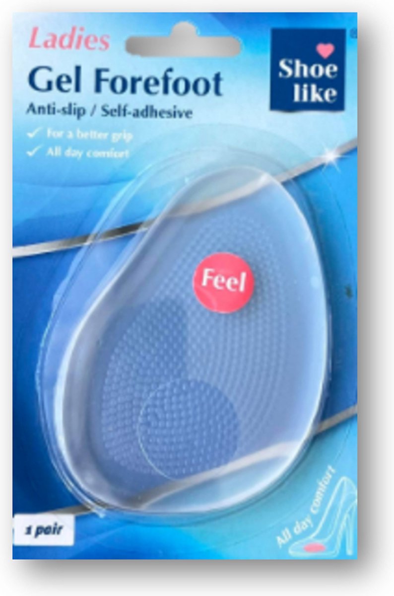 Inlegzolen - Gel - Dames - Gel forfoot - Voeten - Schoenen - Steun - Antislip - 1 paar - Voor beter grip - Comfort - Gel voorvoet - doorzichtig.