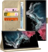 Hoesje geschikt voor Samsung Galaxy S22 Ultra - Book Case Leer Wallet Cover Portemonnee Pasjeshouder Hoes Goud