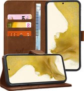 Samsung Galaxy S22 Plus Case - Book Case Cuir Wallet Cover Wallet Card Holder Case Marron