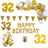 32 jaar Verjaardag Versiering Pakket Goud XL