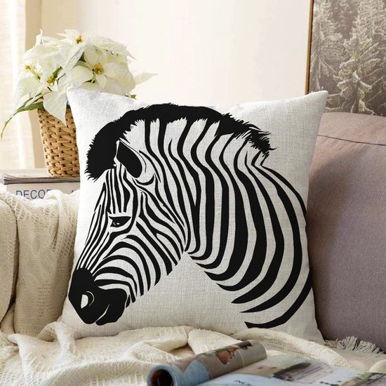 Sierkussen motif animalier Zebra - Imprimé recto-verso - 45x45cm