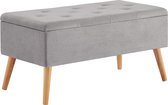 A.T. Shop  Zitbank met opbergruimte zitkist footstool opbergdoos stoel gestoffeerde zitting van fluweel modern meubilair (grijs fluweel)