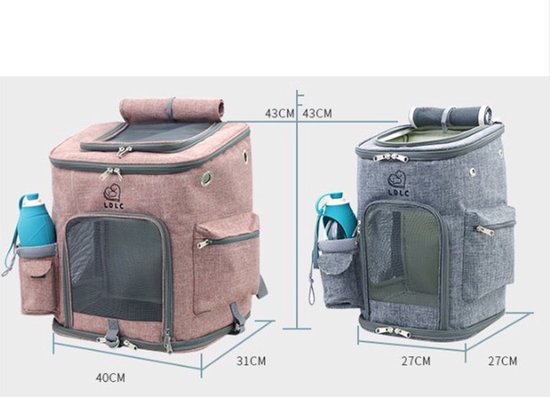 Sac de transport et sac à dos (M) pour animaux - Chats et chiens - Zwart/ Grijs - Taille M - Pet - Pet Carrier - Sac à dos - Sac de voyage