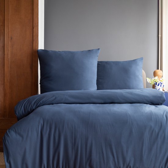 Komfortec Housse de Couette Premium Kussensloop cm + 2x Taie d'Oreiller 80x80 cm - Microfibre 100% Polyester Brossé 120 g/m² - Parure de Lit 3 Pièces Super Douce - Blauw