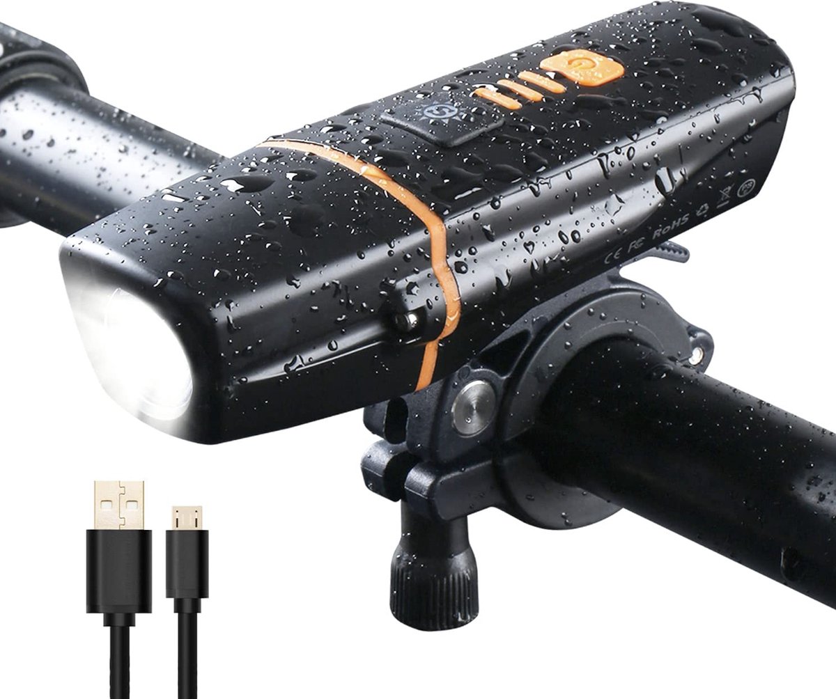 muson Fietslicht, LED USB-Fietsverlichting met Intelligente Automatische Modus, IPX5 Waterdicht Fietslicht met 7 Lichtstanden & Sensor, voor Nachtrijders, Fietsen, Kamperen