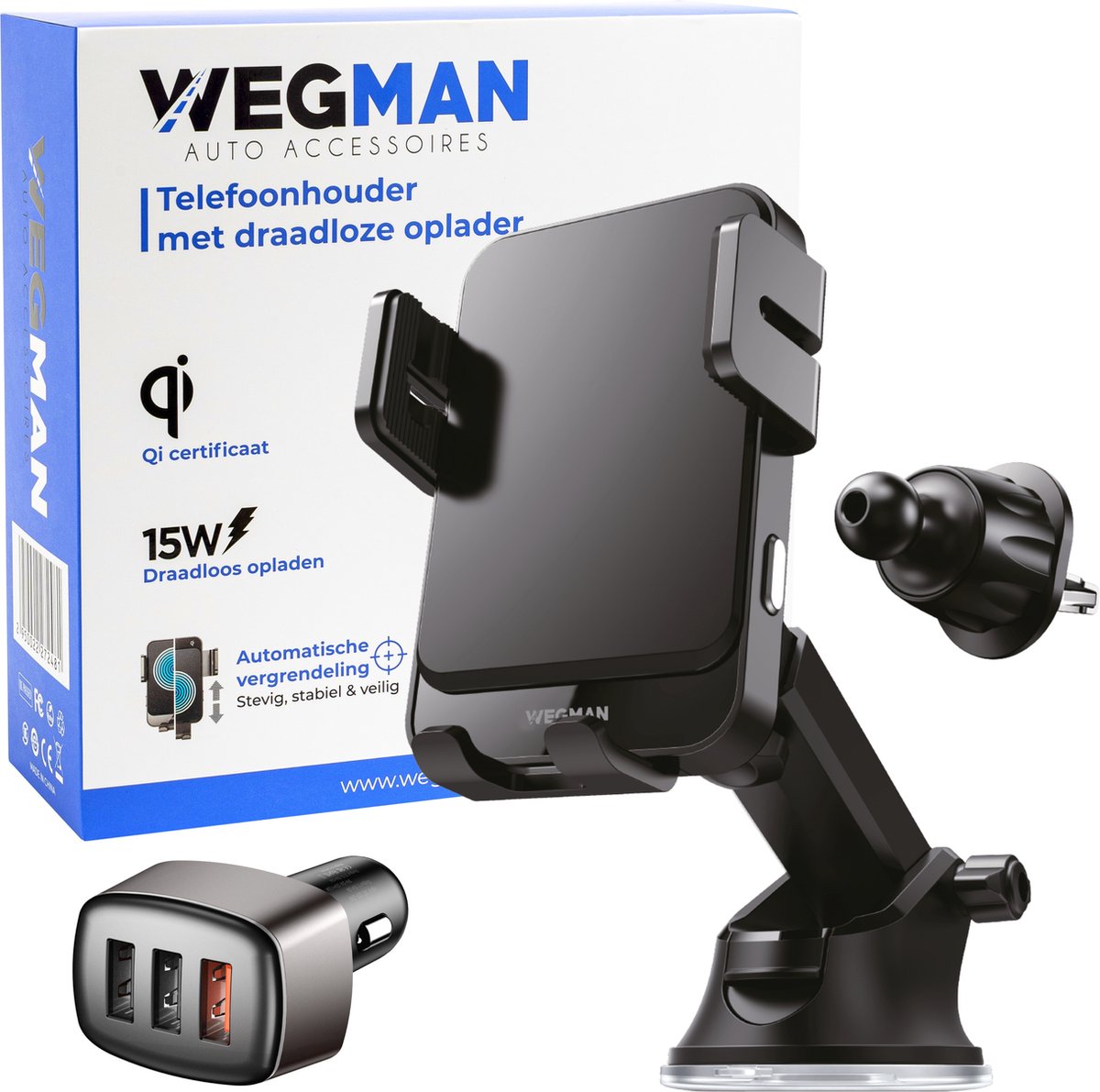 Support de téléphone Wegman avec chargeur de voiture sans fil QI (chargeur  de voiture