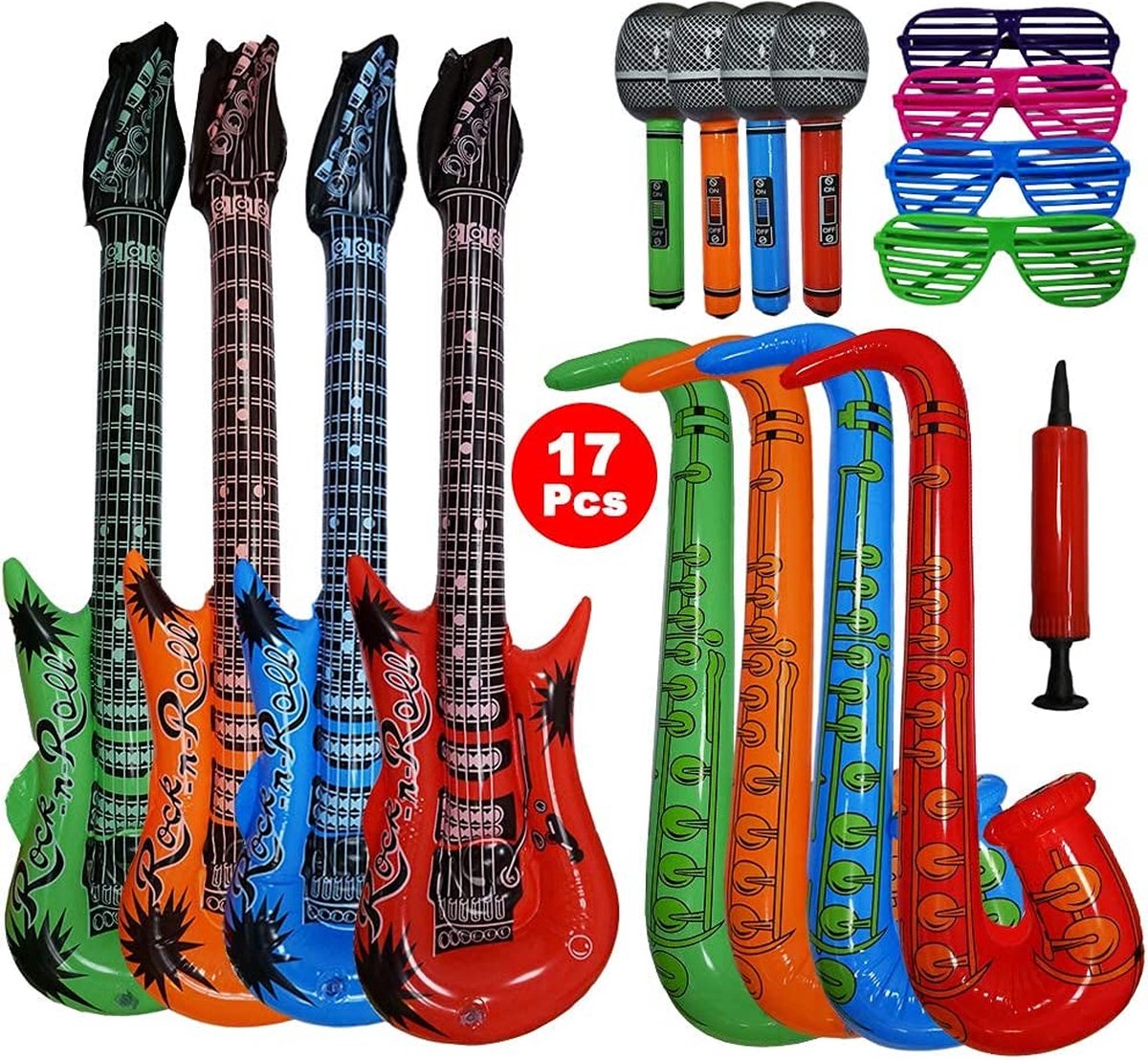 The Glowhouse Opblaasbare Muziekinstrumenten Inflatables Gitaar Saxofoon Microfoon Voor Feestbenodigdheden Feestartikelen Ballonnen Willekeurige Kleur (4 Gitaren The Glowhouse Opblaasbare Muziekinstrumenten Inflatables Gitaar Saxofoon Microfoon Voor Feestbenodigdheden Feestartikelen Ballonnen Willekeurige Kleur (4 Gitaren