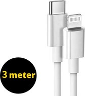 Oplader kabel 3 Meter geschikt voor iPhone - Kabel geschikt voor lightning - USB C kabel - Lader kabel