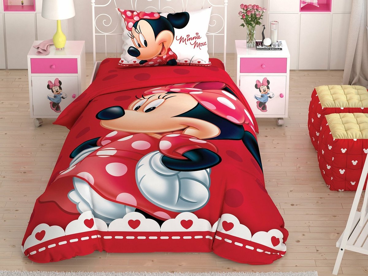 Disney Home - Minnie Mouse Lovely Glitter BRF 1-persoons kinder dekbedovertrekset (gelicentieerd)