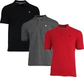 Donnay Polo 3-Pack - Sportpolo - Heren - Maat S - Zwart/Charcoal/Berry (415)