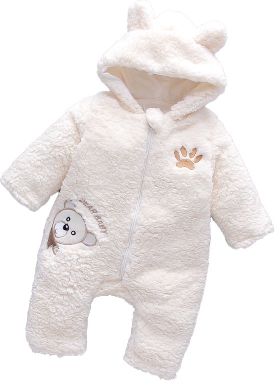 Budino Luxe Baby Pyjama - Romper - Onesie Dear Beer Dier - Wit - 3 mnd