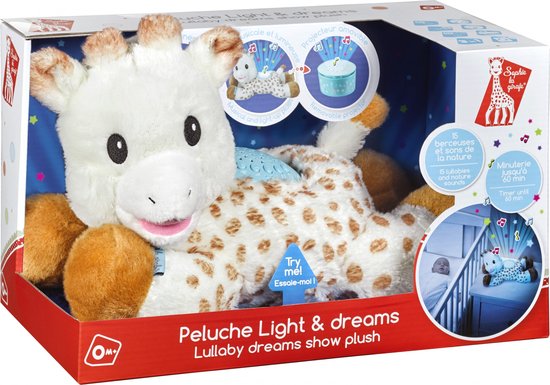 Foto: Sophie de giraf lullaby light dreams knuffel sterrenprojector muziekfunctie met 15 melodie n met volumeregeling automatische uitschakeling inclusief batterijen 32x17x20 cm