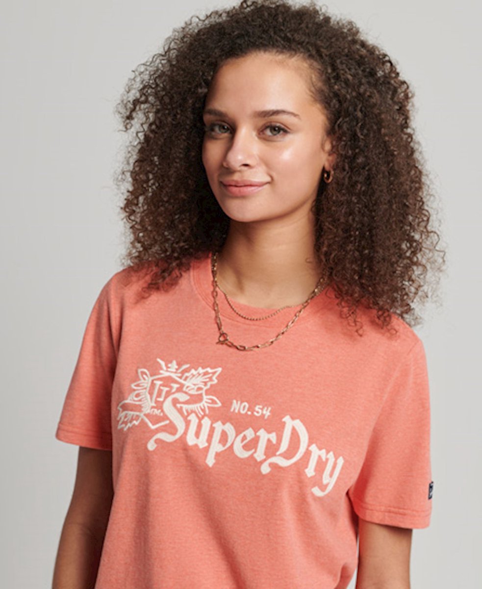 Superdry Dames tshirt VINTAGE PRIDE IN CRAFT TEE Koraal