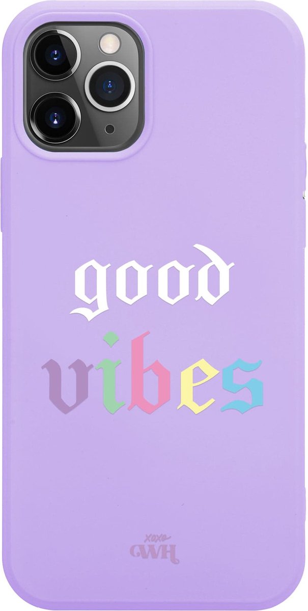 iPhone 12 Pro Max - Good Vibes Purple - iPhone Rainbow Quotes Case