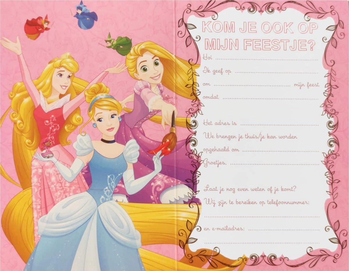 carte anniversaire sur les princesses disney