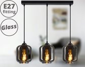 Hanglamp Industrieel Smoke Rookglas / Zwart - 3-lichts - Glas - Hanglampen Eetkamer, Slaapkamer, Woonkamer