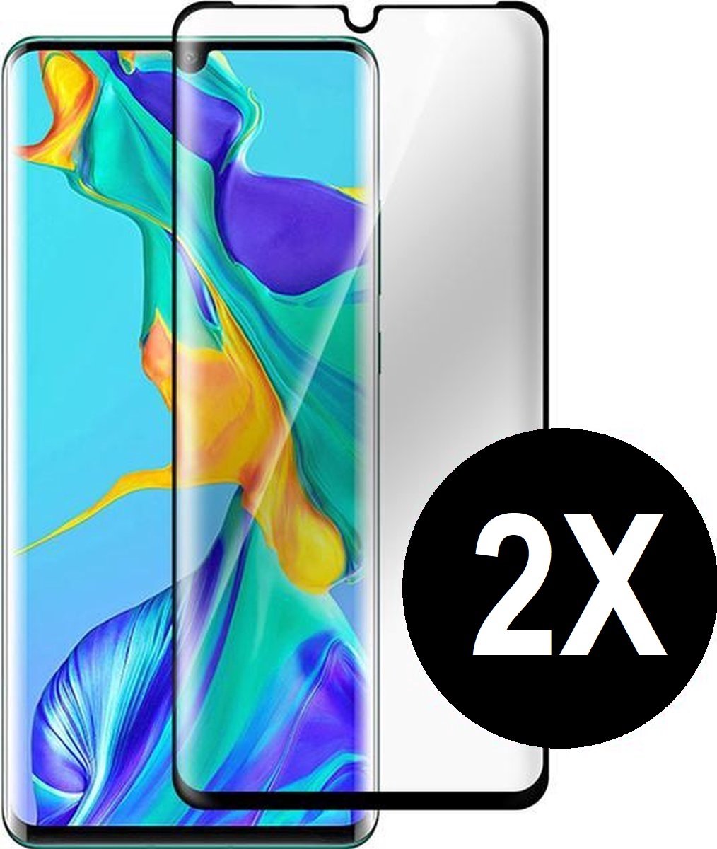 Screenprotector geschikt voor Huawei P30 Pro - Beschermglas - Screen protector geschikt voor P30 Pro - glasplaatje full cover - 2 stuks