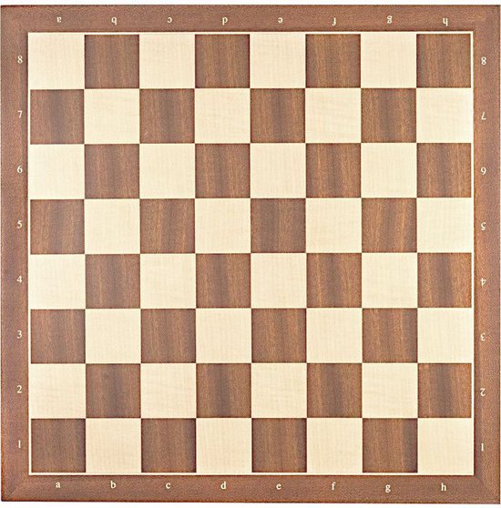 Afbeelding van het spel Wedstrijd Schaakbord: Mahonie en esdoorn luxe schaakbord 45 cm met notatie - veldmaat 50 mm - nr: 5