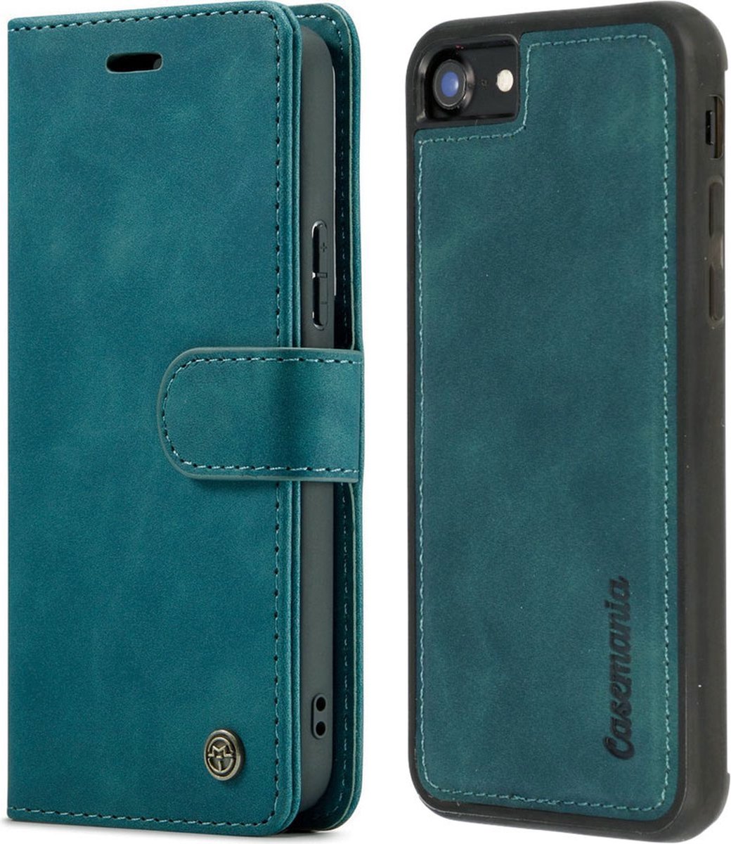 iPhone SE (2022)/SE (2020)/8/7 Bookcase hoesje - CaseMe - Effen Groen - Kunstleer