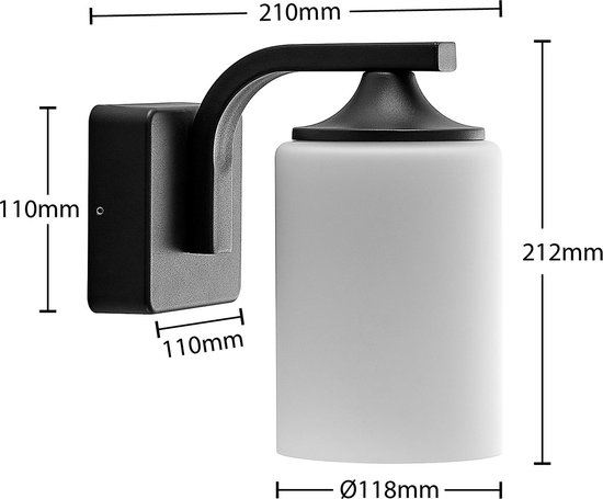 Lindby - Wandlamp buiten - 1licht - aluminium, glas - H: 21.2 cm - E27 - donkergrijs