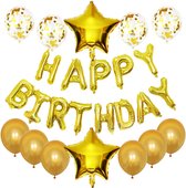 Joya Beauty® Happy Birthday Ballonnen Feestset Goud | Verjaardag Folie Ballon | Feestversiering | Helium Ballon Slinger | Feest Decoratie | Versiering Pakket Verjaardag | Goud