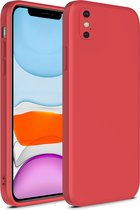 Smartphonica iPhone X/Xs siliconen hoesje met zachte binnenkant - Rood / Back Cover geschikt voor Apple iPhone X/10;Apple iPhone Xs