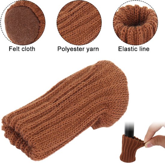 Protège-pieds de chaise - Chaussettes pour pieds de chaise - Protecteur de sol - Cache-jambes pour chaises - gris - 16 pièces