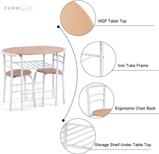 HOMCOM Eettafelset Staal 70x70x75cm Eiken kopen? Tiny Dutch HOMCOM Eettafelset Staal 70x70x75cm Eiken kopen? Tiny Dutch