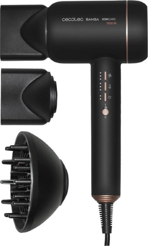 Cecotec Bamba IoniCare 6000 RockStar Fire 1800 W Zwart, Roze goud | bol.com