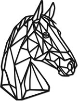Hout-Kado - Paard zijkant - Small - Zwart - Geometrische dieren en vormen - Hout - Lasergesneden- Wanddecoratie