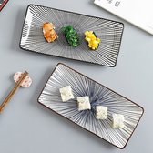 Sushi Servies 2 Persoons - Set Borden Rechthoekig - Wit Blauw