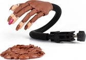 Oefenhand Nagels - Nailtrainer - Inclusief 100 Nageltips en Tafelklem - Nagel Hand Manicure