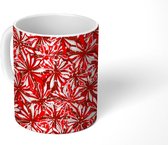 Mok - Koffiemok - Bloesem - Rood - Patronen - Bloemen - Mokken - 350 ML - Beker - Koffiemokken - Theemok