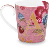 Pip studio lettermok roze A - Alfabet mok Floral Fantasy roze A 350ml