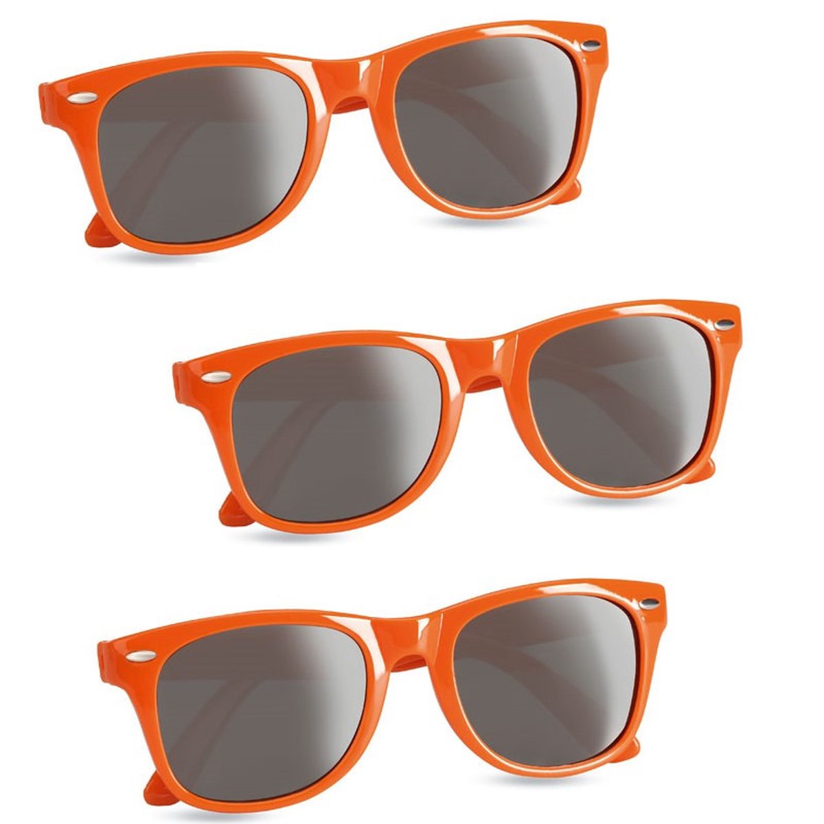 5x stuks hippe zonnebrillen met oranje montuur - UV400 bescherming - Koningsdag - EK/WK verkleed accessoires