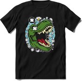 Dino Kinder T-Shirt Jongens / Meisjes  -  Leuk Dinosaurus Cadeau Shirt - grappige Spreuken, Zinnen en Teksten. Maat 134/140