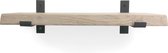 Eiken wandplank boomstam 80 x 20 cm 40mm inclusief industriele plankdragers - Plankjes aan muur - Eiken plank - Boomstam plank