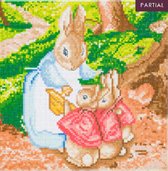 Diamond painting 30 x 30 cm crystal art ronde steentjes -  Peter Rabbit Mrs josephine rabbit & the flopsy bunnies