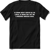 Koffie bij de lunch T-Shirt Heren / Dames - Perfect koffie ochtend Shirt cadeau - koffiebonen spreuken teksten en grappige zinnen Maat XL