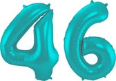 Folieballon 46 jaar metallic pastel aqua mat 86cm