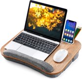 Laptopkussen voor bed, Ohuhu laptoptafel met muismat & polssteun, laptopkussen voor max.15. 6 inch notebook, incl. tablet en telefoonhouder