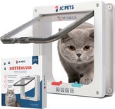 JC Pets Premium Kattenluik - Inclusief Tunnel - 4 Vergrendelingsstanden - Wit - 20 x 19 x 5.5 cm - Waterdicht