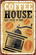 Wandbord - Coffee House Best Coffee In Town - 20x30cm