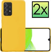 Hoes Geschikt voor Samsung A33 Hoesje Cover Siliconen Back Case Hoes - Geel - 2x