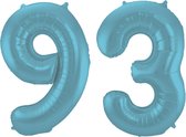 Folieballon 93 jaar metallic pastel blauw mat 86cm
