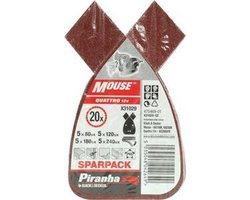 Piranha Mouse sparpack schuurstroken (5x K80, 5x K120, 5x K180), 20 stuks  X31029 | bol.com