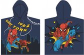 Strandlaken Spiderman New York 60 x 120 - Donker Blauw - Badponcho - Badcape - Kinderdoek - Omslagdoek kinderen - Handdoek - Beach cape