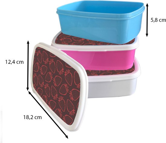 Lunch box Wit - Lunch box - Boîte à pain - Motifs - Fraise - Pois - Fruit - 18x12x6 cm - Adultes