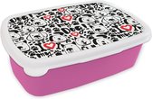 Broodtrommel Roze - Lunchbox - Brooddoos - Patronen - Hond - Quote - Jongens - Meisjes - Kinderen - Kids - 18x12x6 cm - Kinderen - Meisje